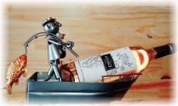 Porte-bouteille "Pêcheur en bateau "